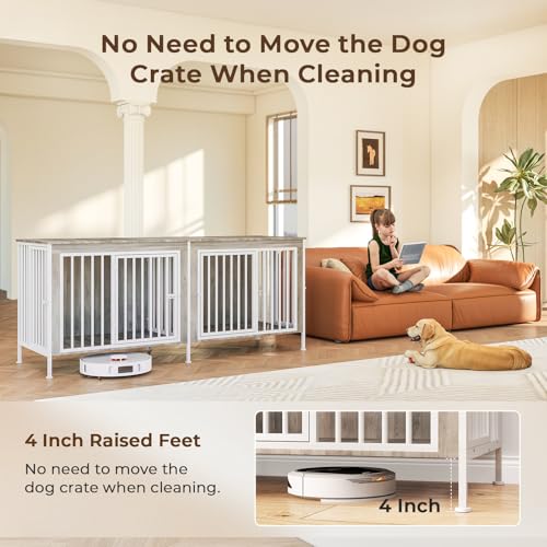 63 Inch Wooden Dog Cage with Divider T666