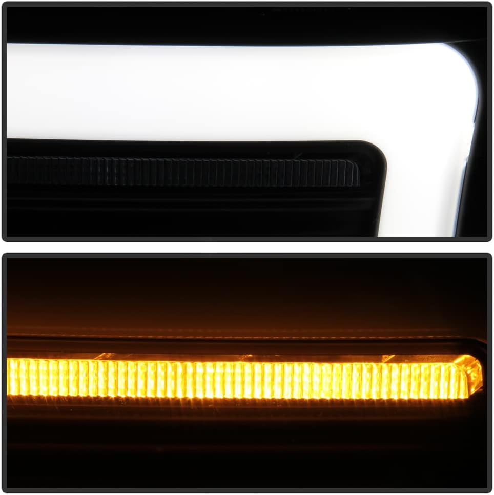 Black LED Tube Projector Headlights Pair G8517