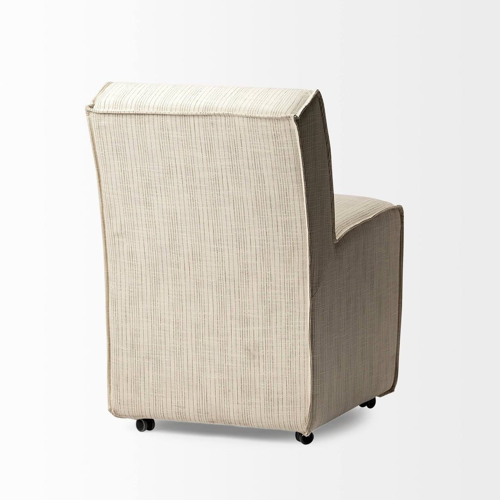 Cream-Toned Fabric Dining Chair with Wooden Base C433