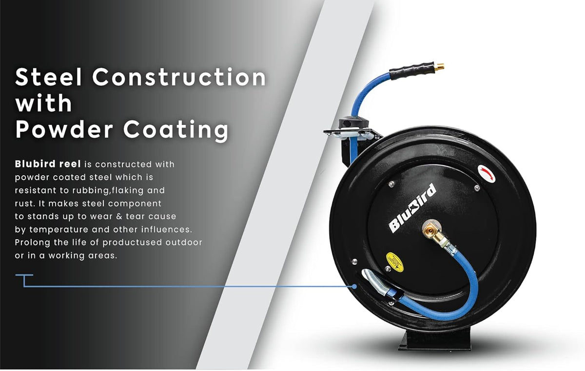 Retractable Hose Reel with 1/2" X 50' Air Hose, 300 PSI D736