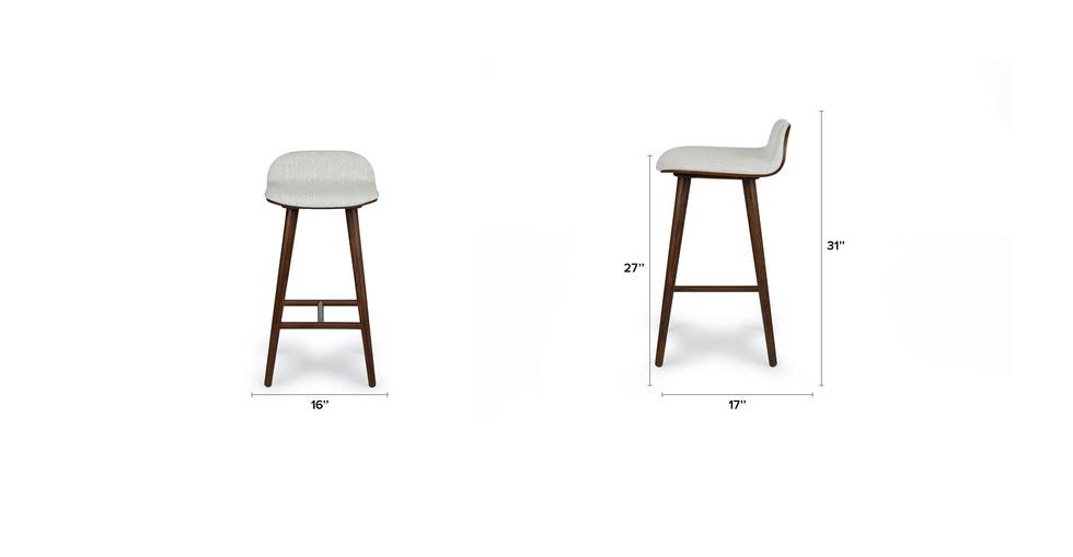 Gray Fabric Counter Stool with Walnut Legs I4853