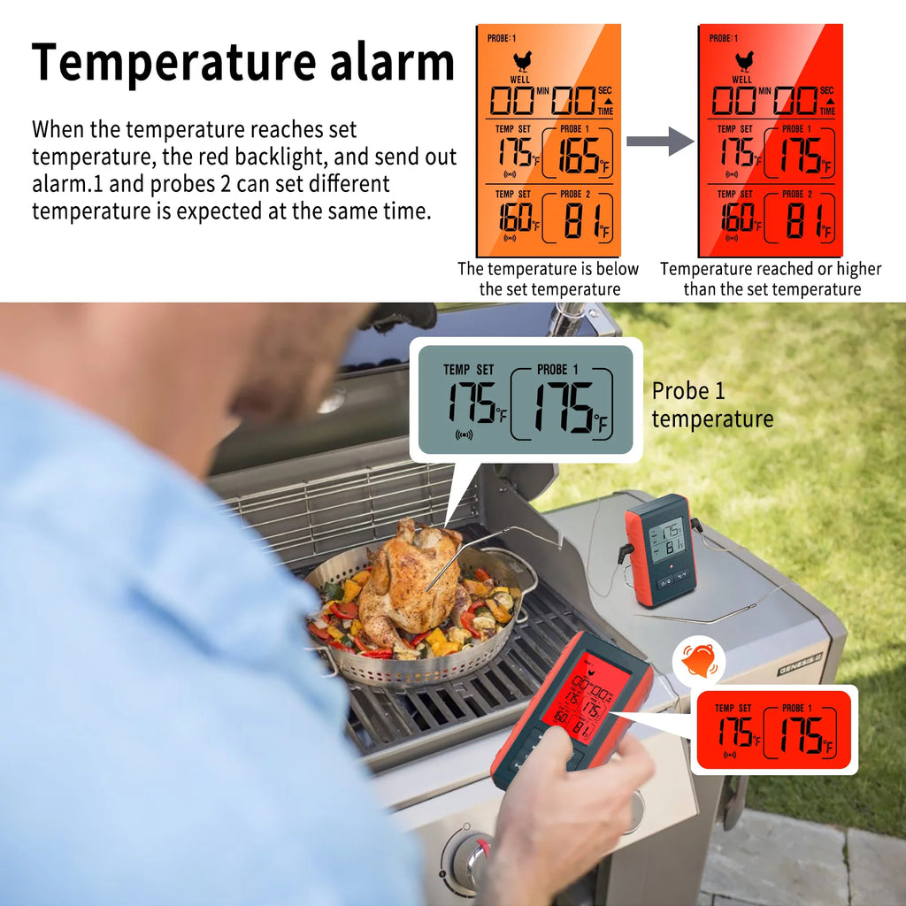 Wireless Digital Meat Thermometer with 2 Probes C981