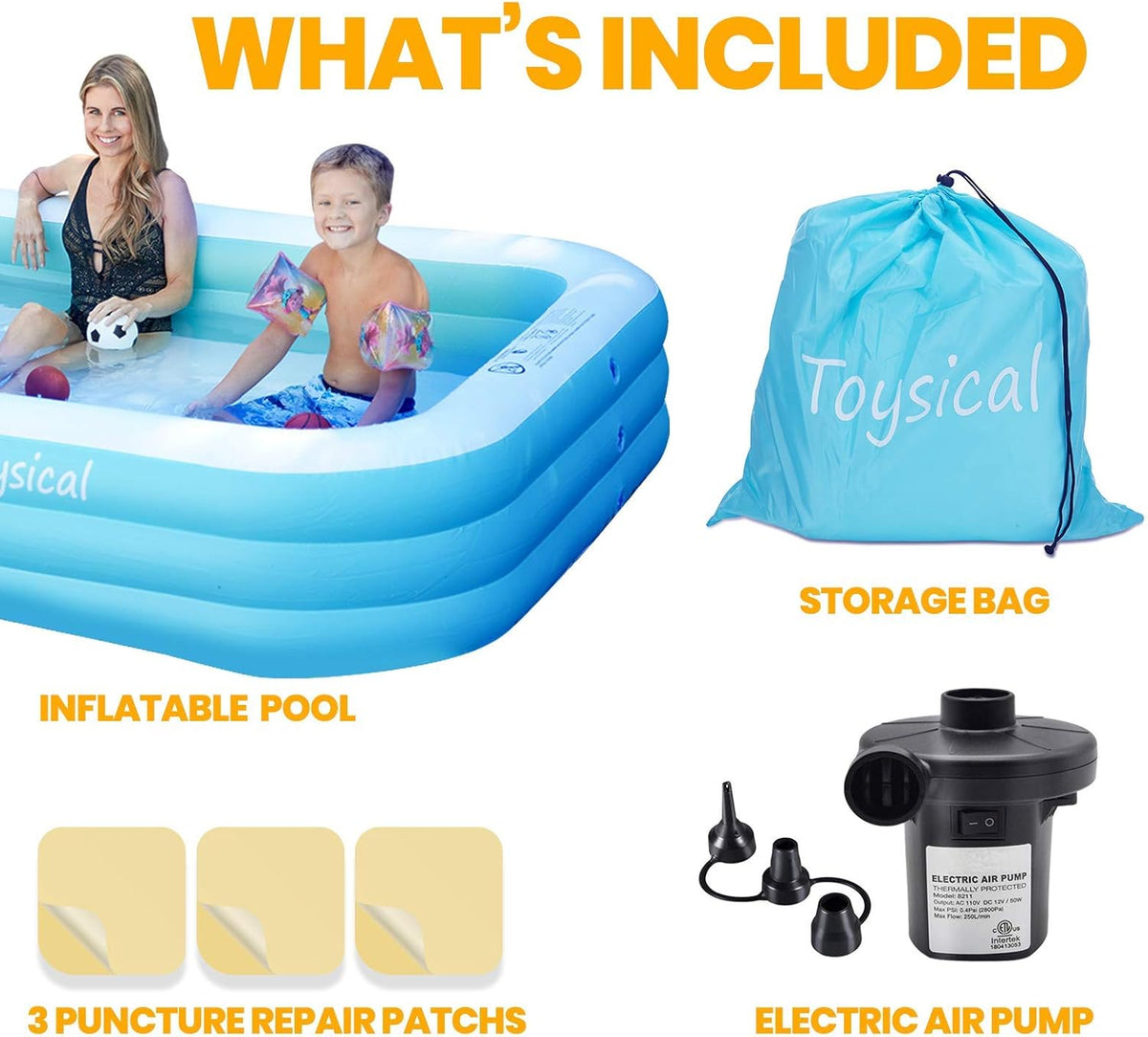 Inflatable Family Pool with Pump V52502