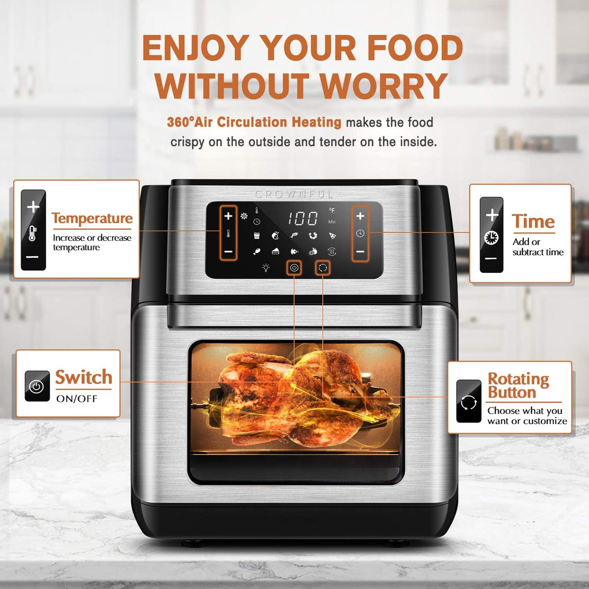 10.6 Quart 10-in-1 Air Fryer Toaster Oven with Rotisserie and Dehydrator Z111760