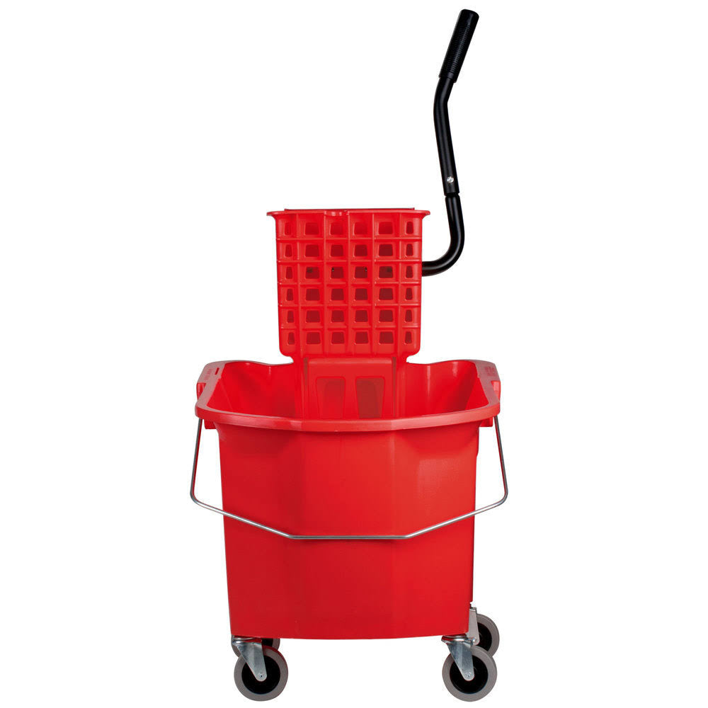 Red Splash Guard Mop Bucket with Side-Press Wringer K935769