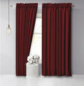 Cotton Slub Maroon 65 Inch Long Rod Pocket Curtains 2 Panels I98627