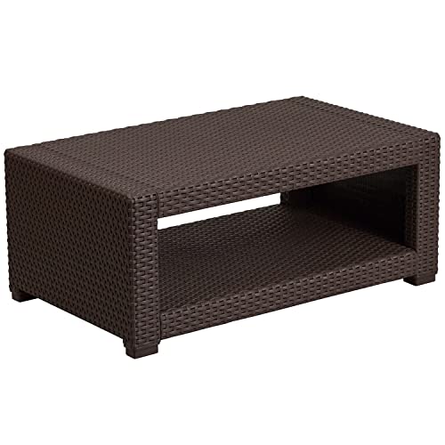 Chocolate Brown Faux Rattan Coffee Table M731786