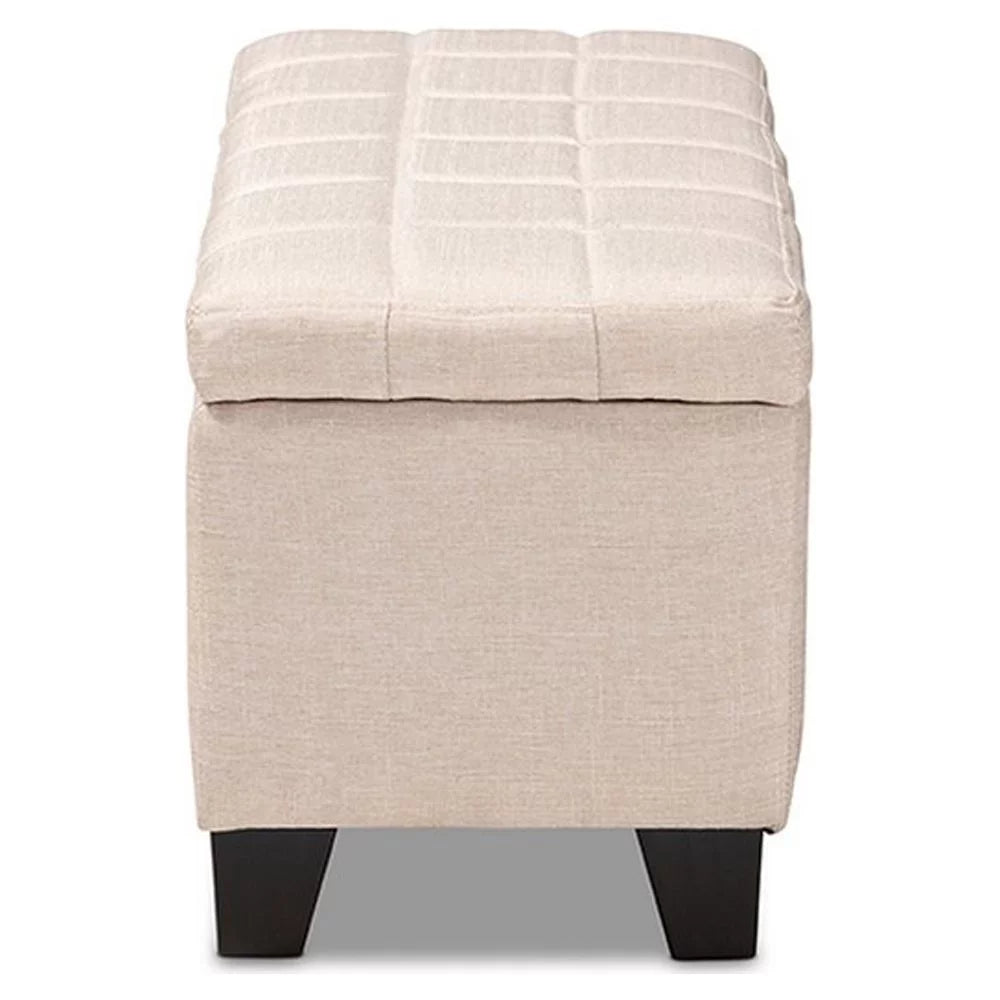 Beige Fabric Upholstered Storage Ottoman V2122