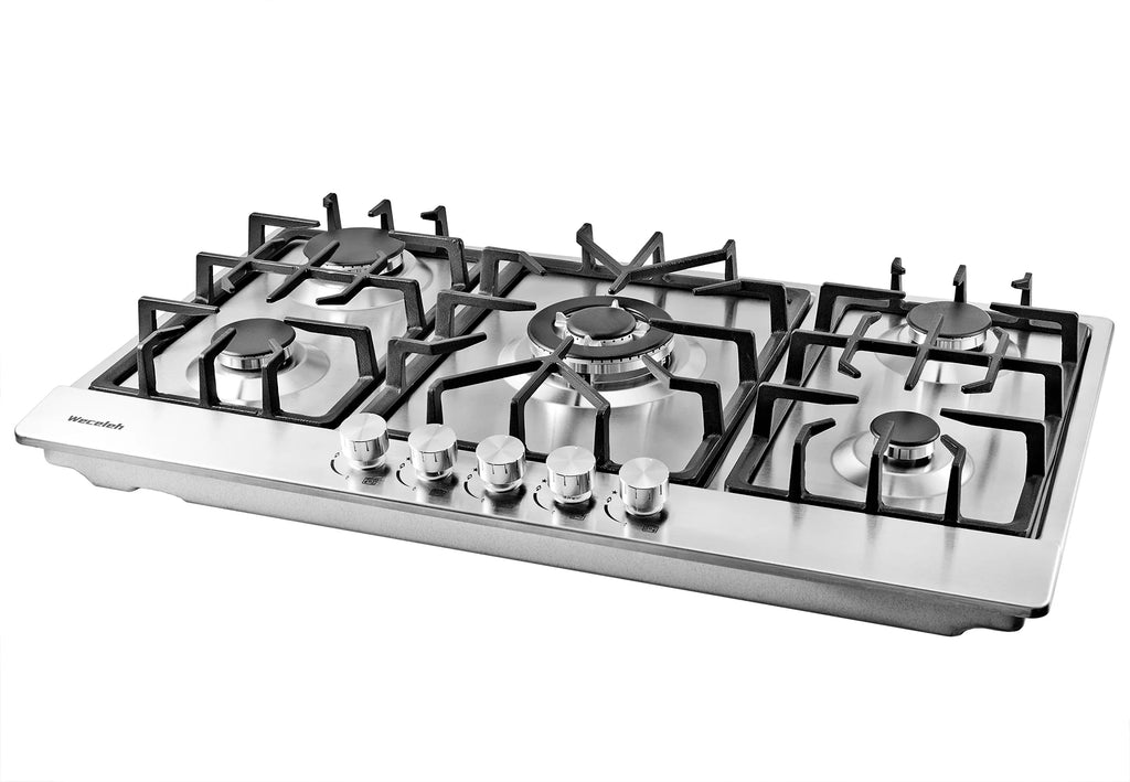 34" 5 Burner Dual Fuel Stainless Steel Gas Cooktop E734