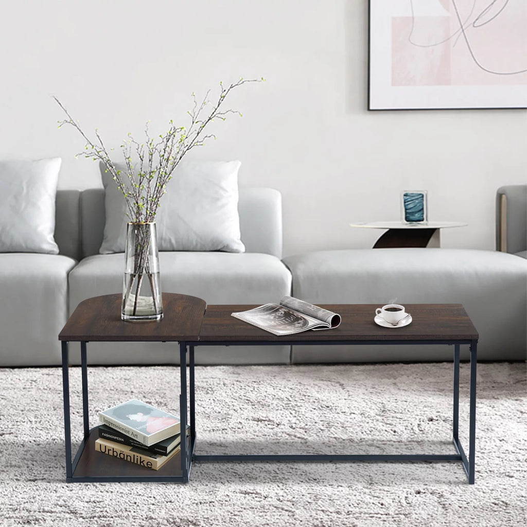 47.2'' Rectangular Wood Grain Top Coffee Table with Metal Frame X930