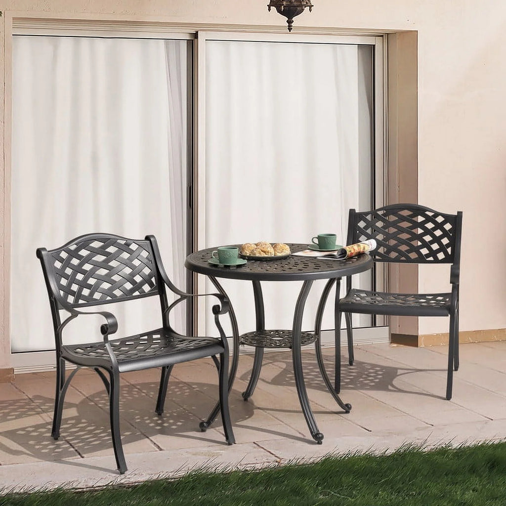 3 Piece Aluminum Patio Bistro Set with Umbrella Hole Z7701
