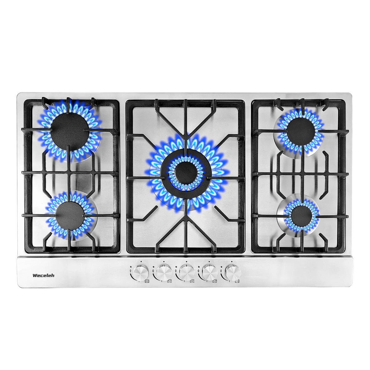 34" 5 Burner Dual Fuel Stainless Steel Gas Cooktop E734