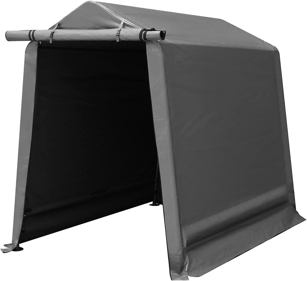Beige Steel Outdoor Storage Shed with Roll-up Zipper Door U205966