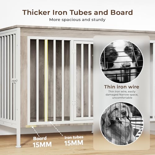 63 Inch Wooden Dog Cage with Divider T666