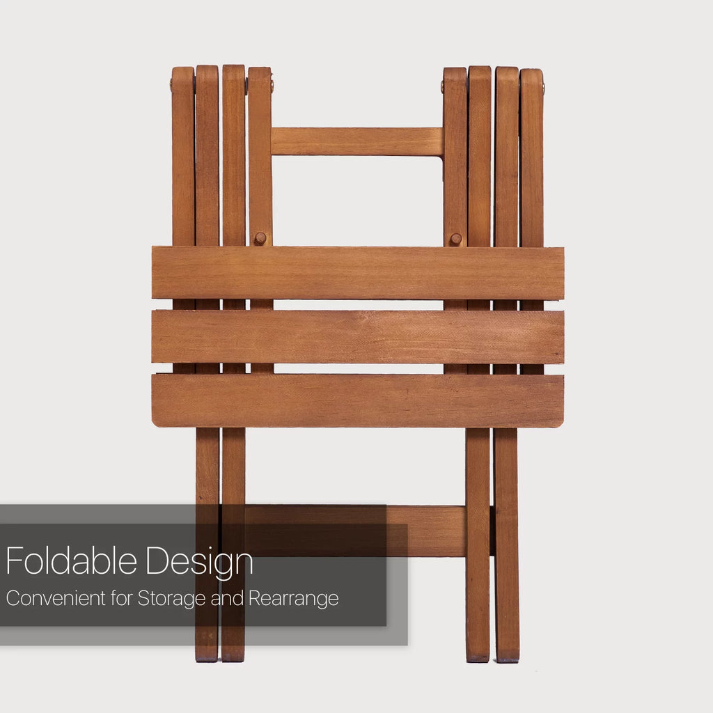 Wood 3 Pieces Foldable Patio Coffee Table and Stools Set B153