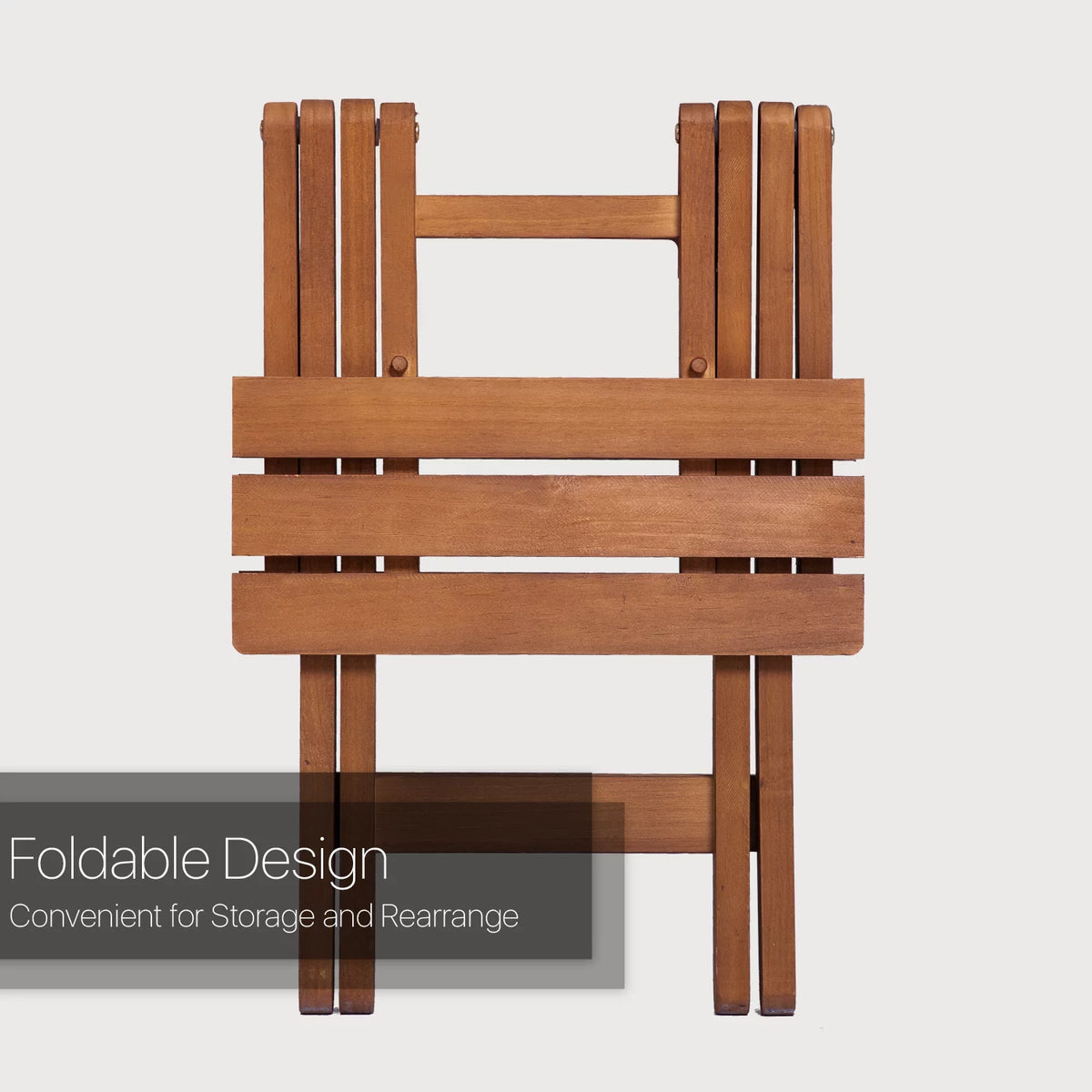 Wood 3 Pieces Foldable Patio Coffee Table and Stools Set B153