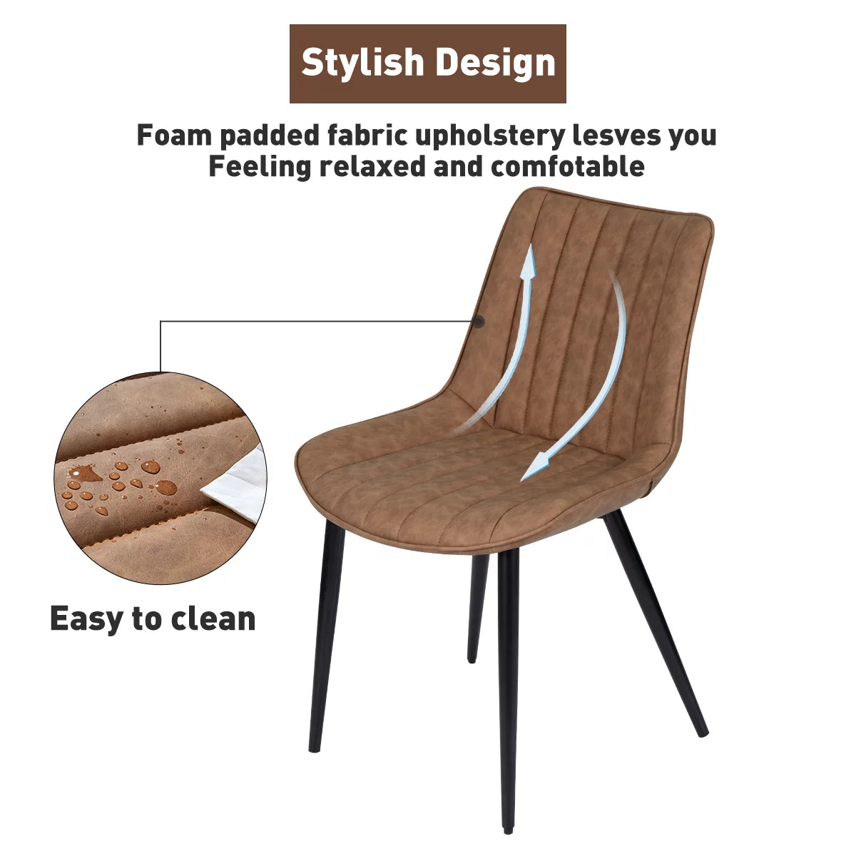 Brown Leather Dining Chairs Set of 4 O93945