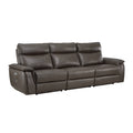 Dark Brown Leather Polyester Double Reclining Sofa U413