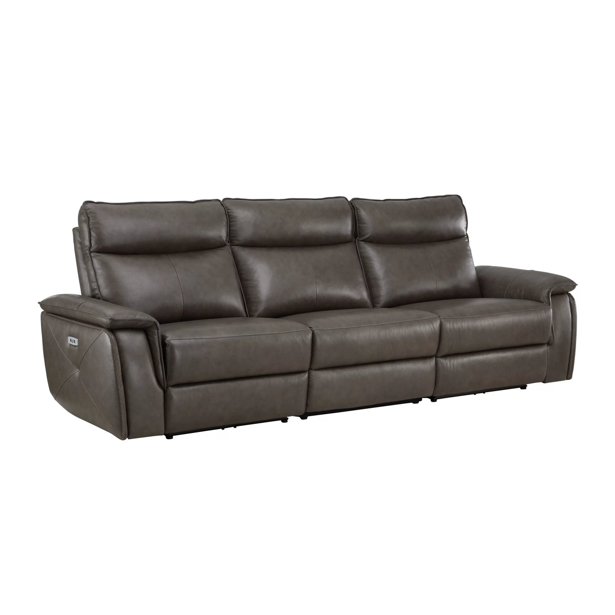Dark Brown Leather Polyester Double Reclining Sofa U413